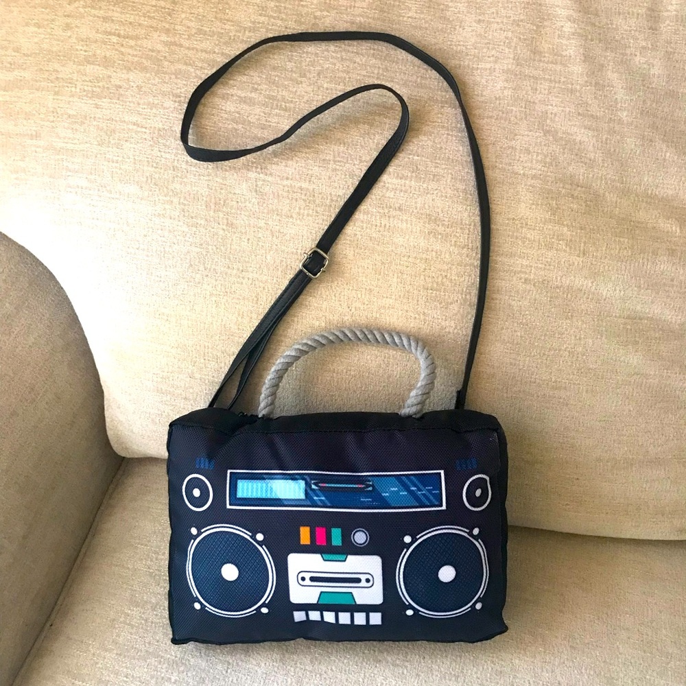 🟧Woman’s Customized Made Plush/Leather Boom Box Crossbody Purse *FIRM PRICED*